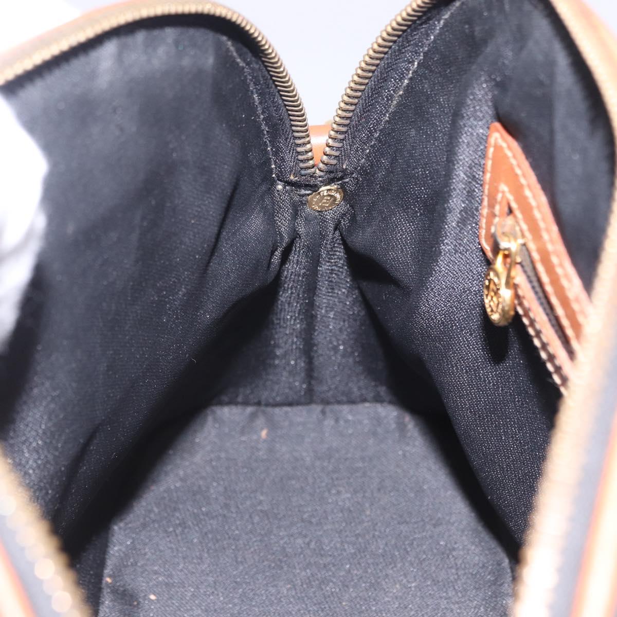 FENDI Pecan Canvas Hand Bag PVC 2way Black Brown Auth ki6816V