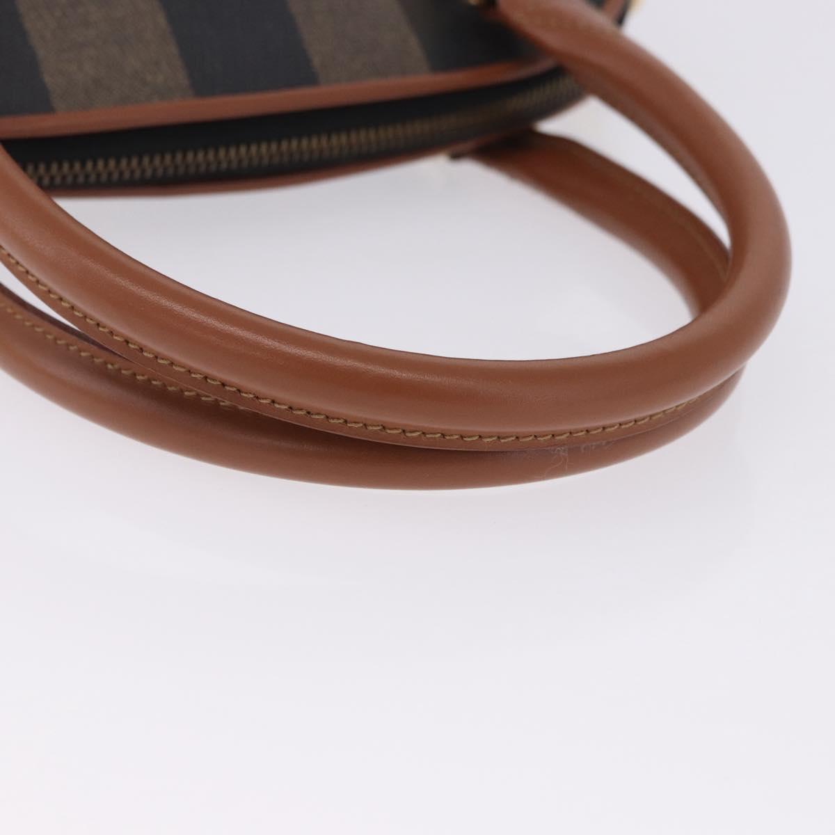 FENDI Pecan Canvas Hand Bag PVC 2way Black Brown Auth ki6816V