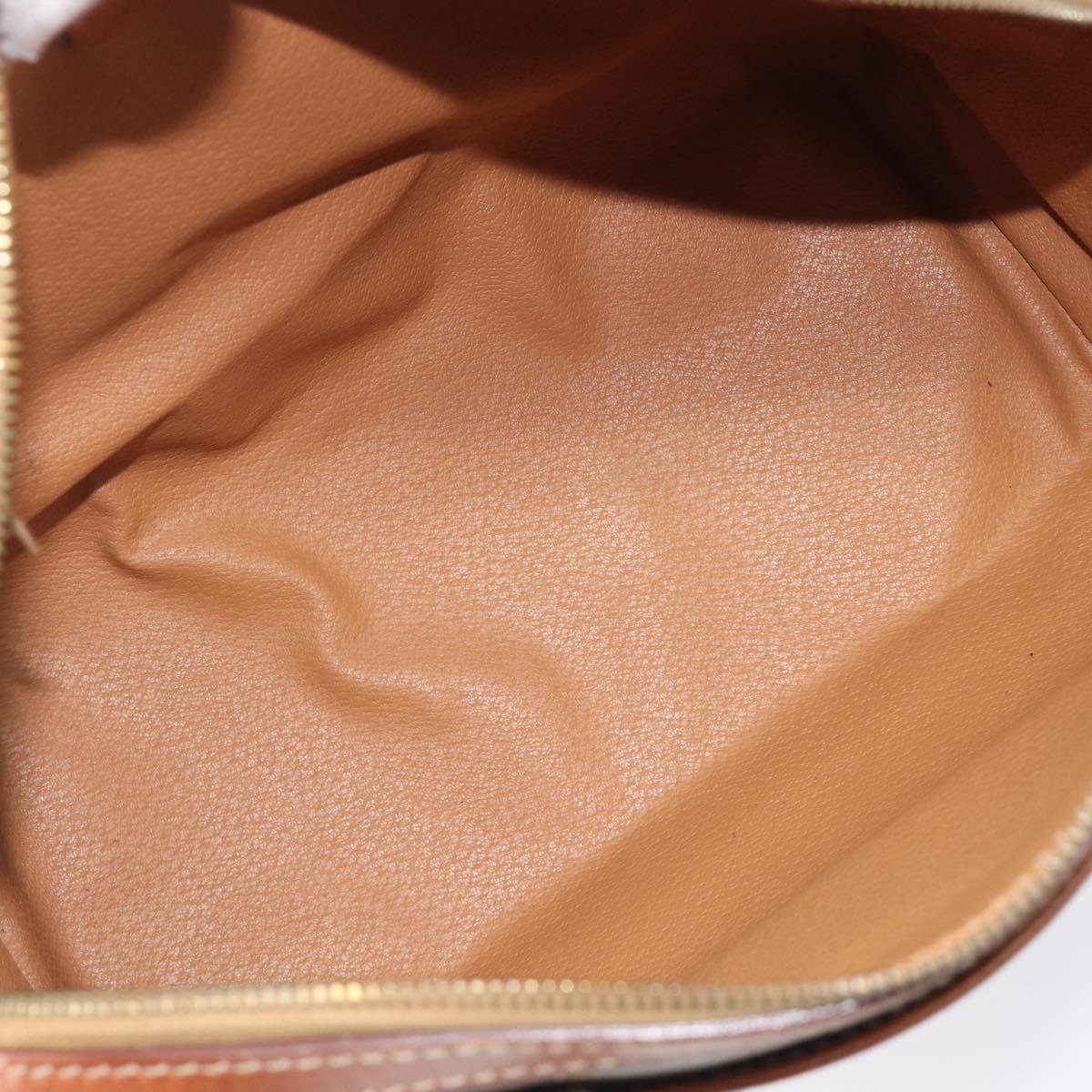 CELINE Macadam Canvas Mini Boston Bag PVC Leather Brown Gold Auth ki6818