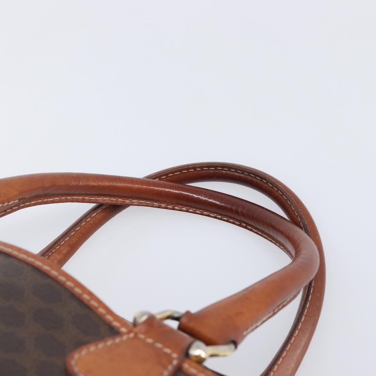 CELINE Macadam Canvas Mini Boston Bag PVC Leather Brown Gold Auth ki6818