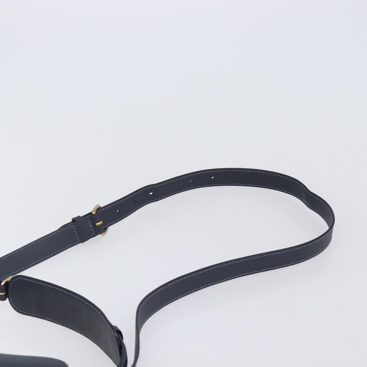 Coach Shoulder Bag Leather 2way Navy Gold Auth ki6820A