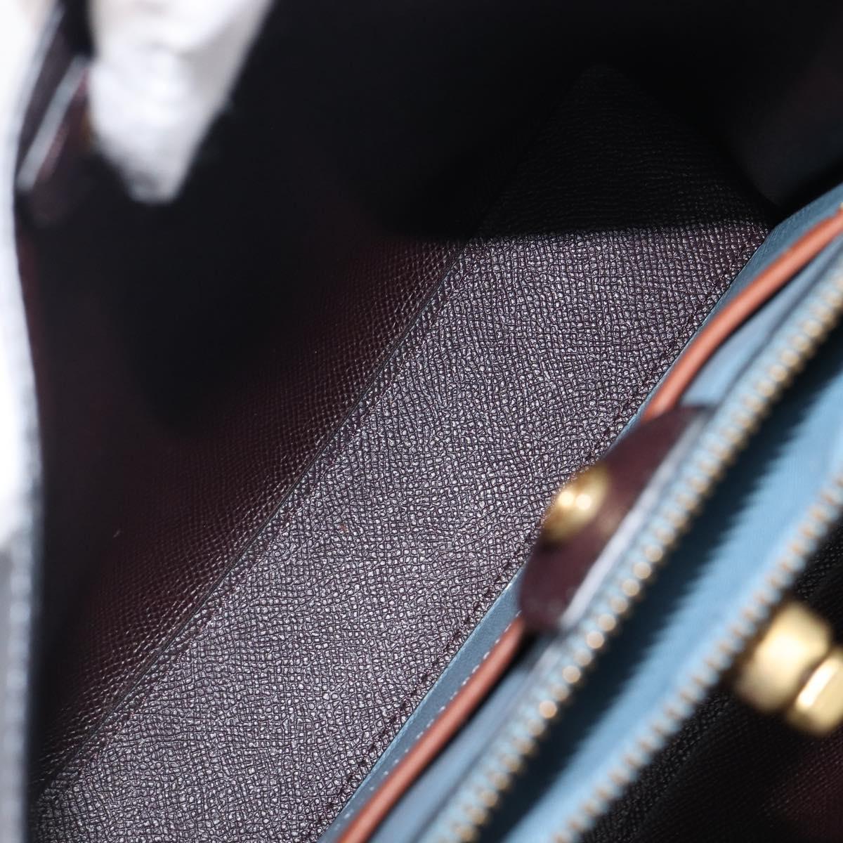 Coach Shoulder Bag Leather 2way Navy Gold Auth ki6820A