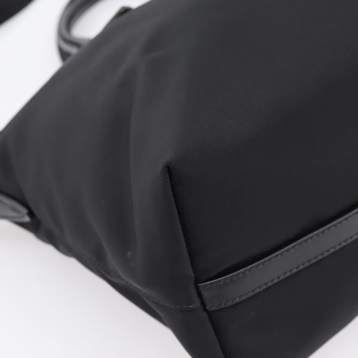 PRADA Hand Bag Nylon Leather 2way Black Gold Auth ki6822V