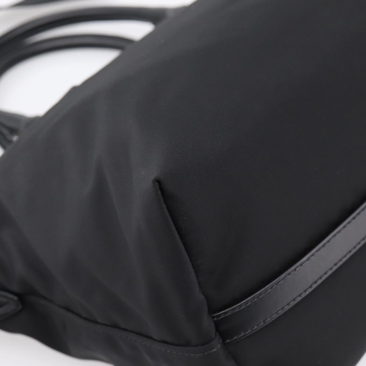PRADA Hand Bag Nylon Leather 2way Black Gold Auth ki6822V