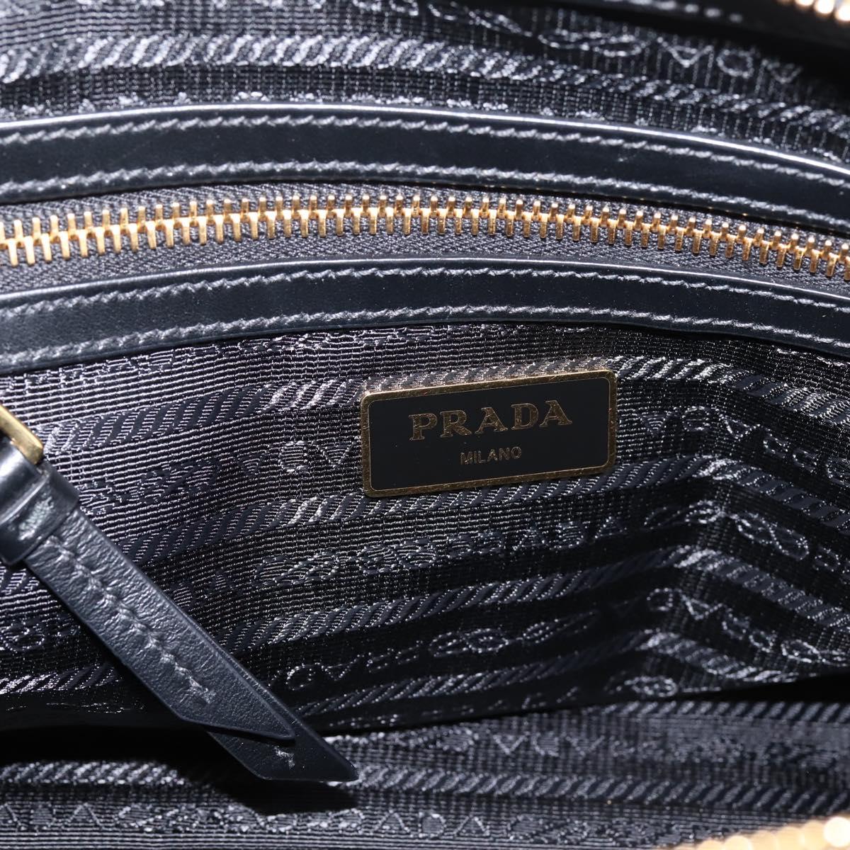 PRADA Hand Bag Nylon Leather 2way Black Gold Auth ki6822V