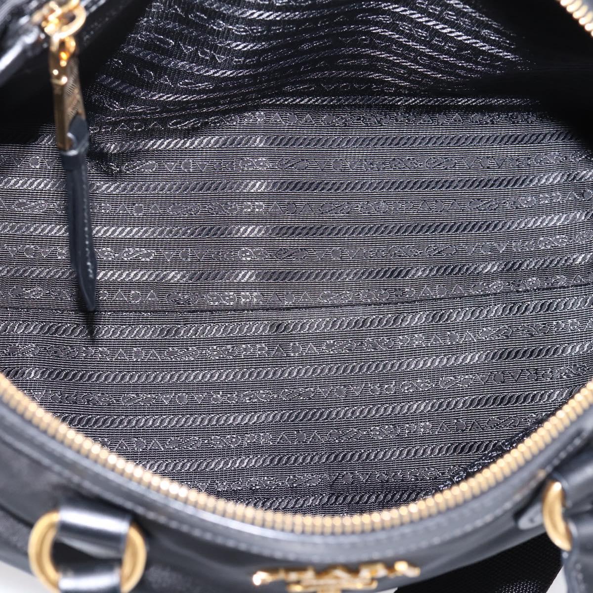 PRADA Hand Bag Nylon Leather 2way Black Gold Auth ki6822V