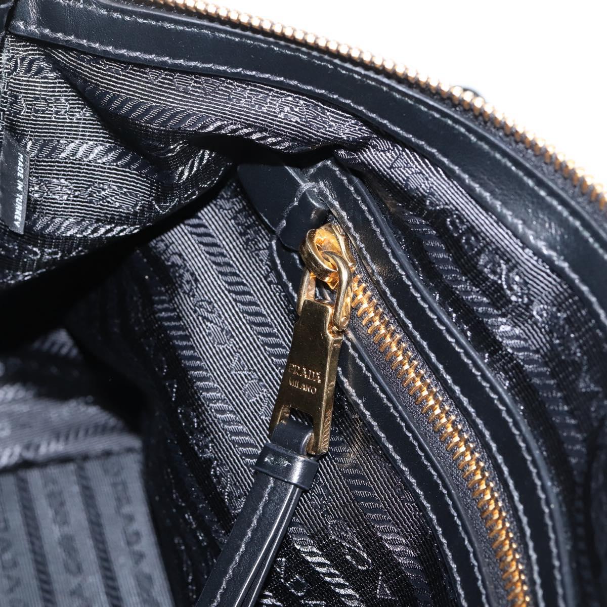 PRADA Hand Bag Nylon Leather 2way Black Gold Auth ki6822V