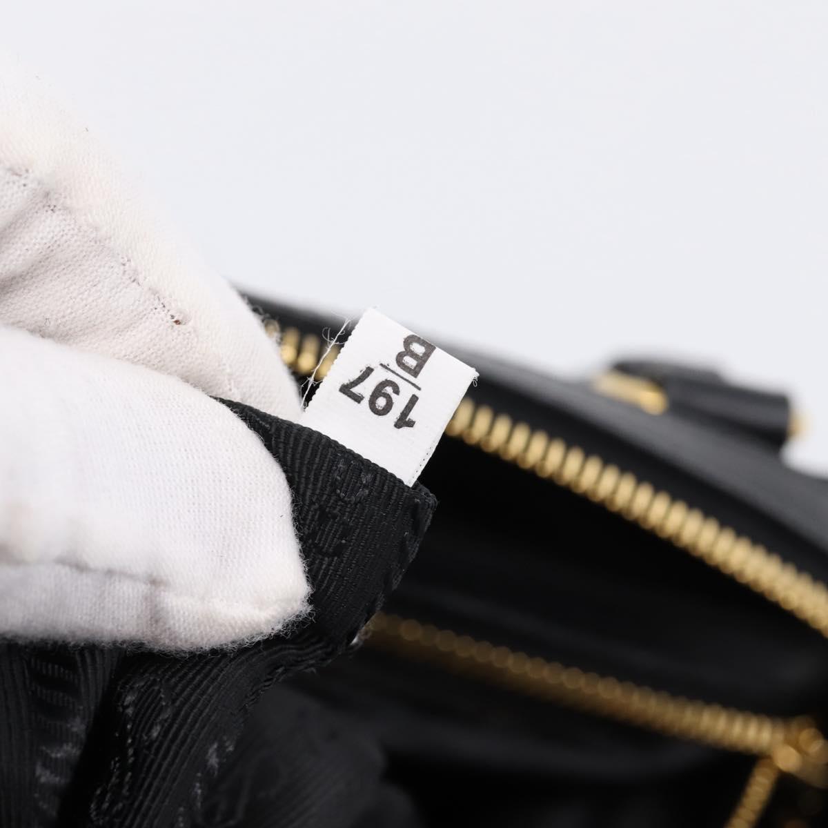 PRADA Hand Bag Nylon Leather 2way Black Gold Auth ki6822V