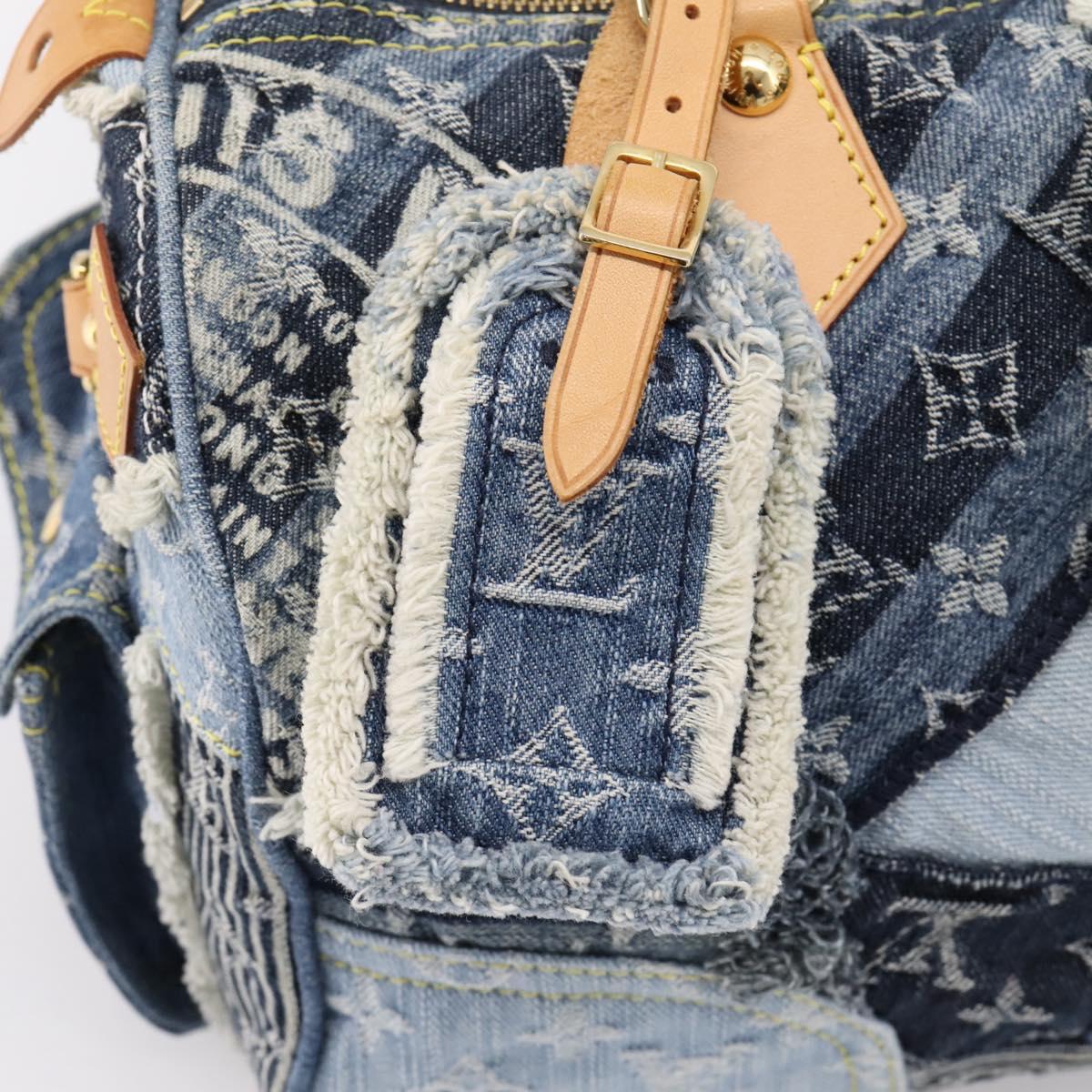 LOUIS VUITTON Monogram Denim Patchwork Speedy 30 Bag Blue M95380 LV Auth ki6823SAM