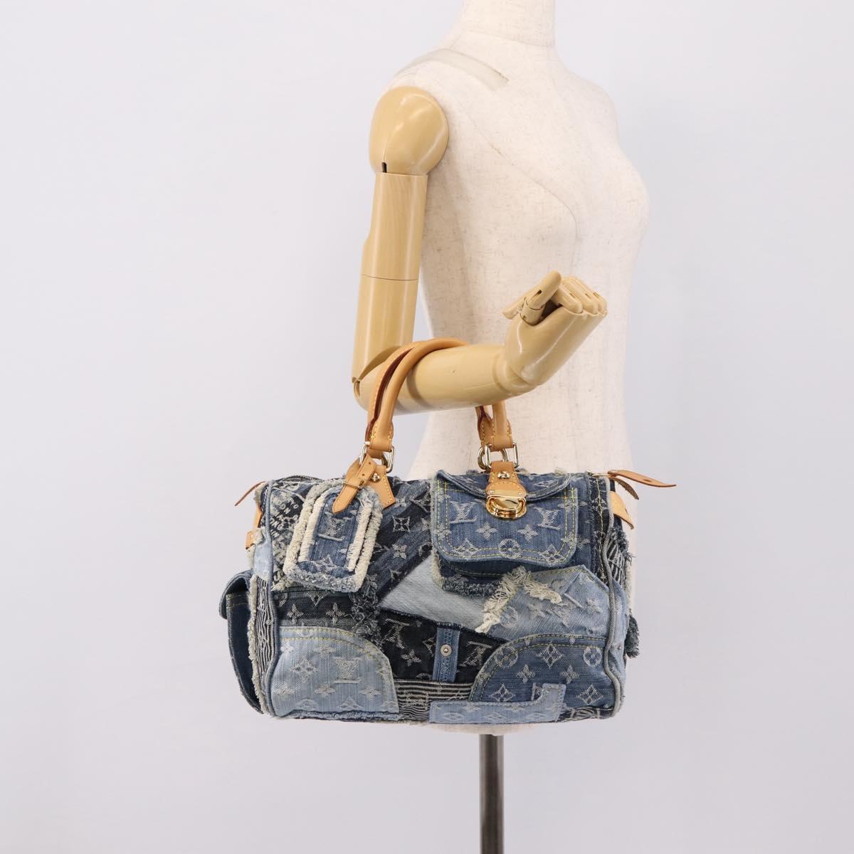 LOUIS VUITTON Monogram Denim Patchwork Speedy 30 Bag Blue M95380 LV Auth ki6823SAM