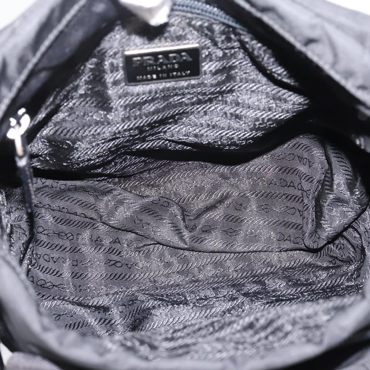 PRADA Shoulder Bag Nylon Black Silver Auth ki6826