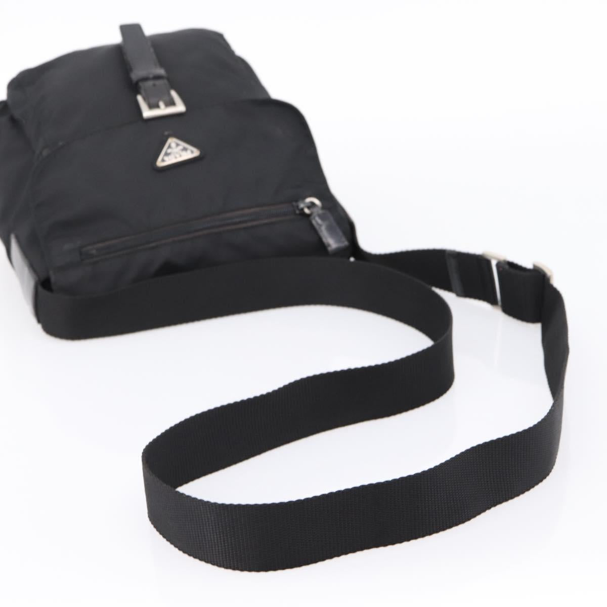 PRADA Shoulder Bag Nylon Black Silver Auth ki6826