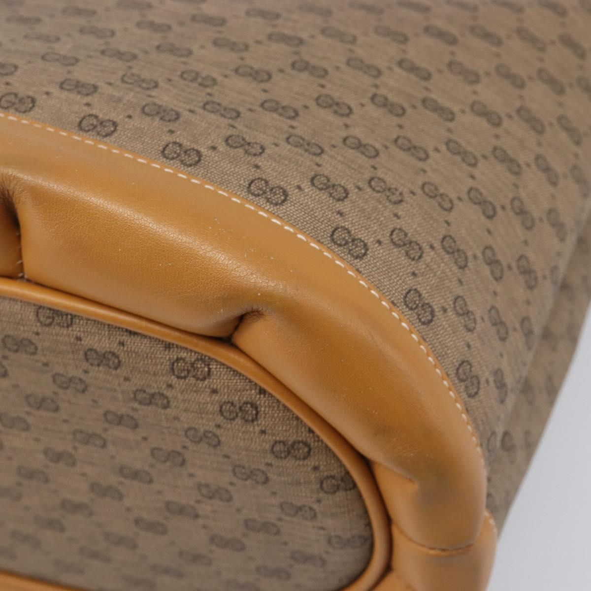 GUCCI Micro GG Supreme Shoulder Bag PVC Beige Gold Auth ki6827