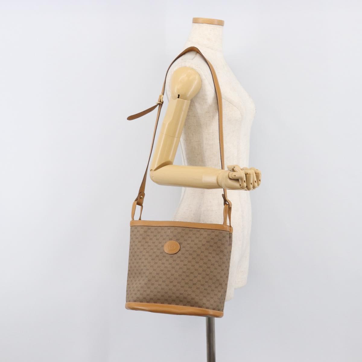 GUCCI Micro GG Supreme Shoulder Bag PVC Beige Gold Auth ki6827