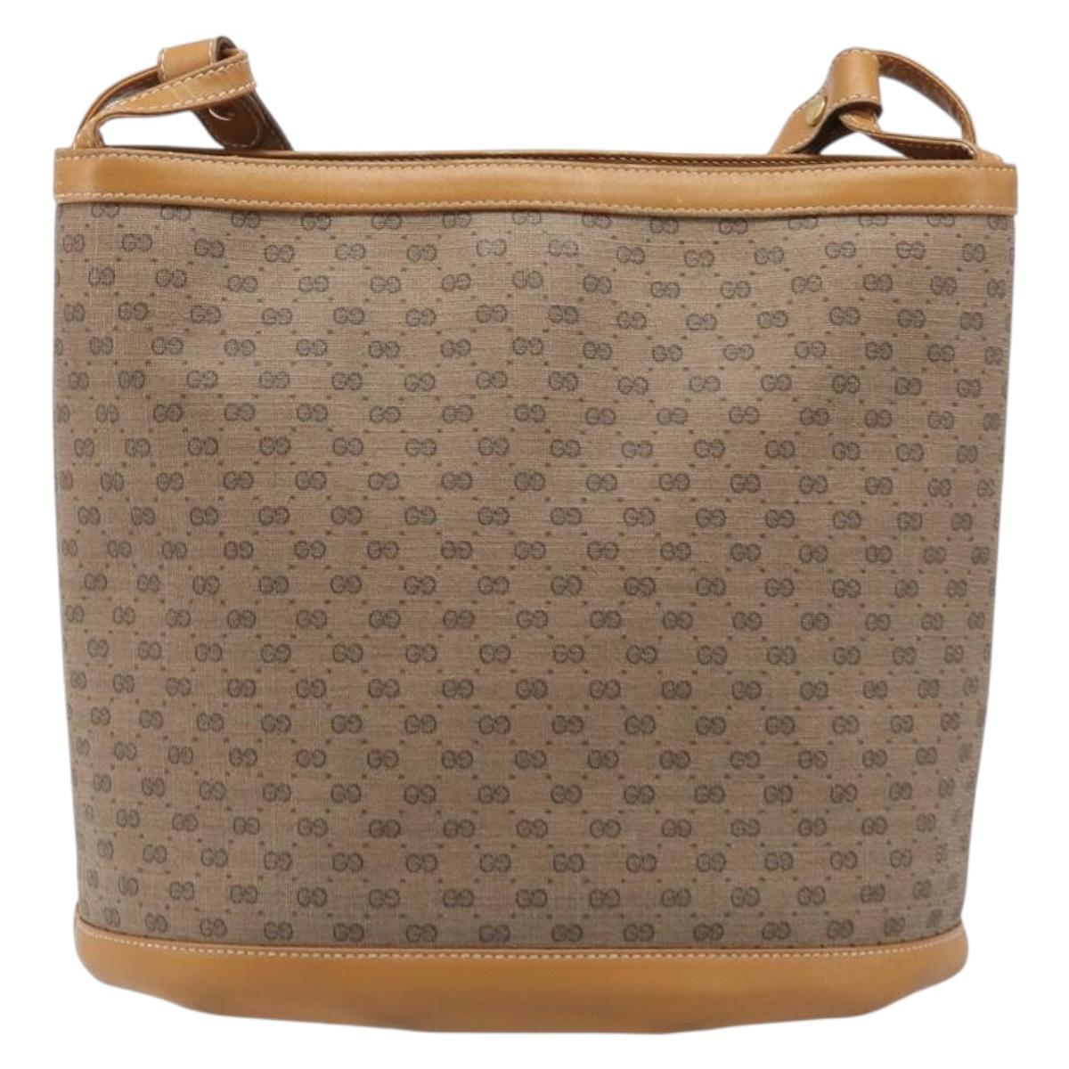 GUCCI Micro GG Supreme Shoulder Bag PVC Beige Gold Auth ki6827