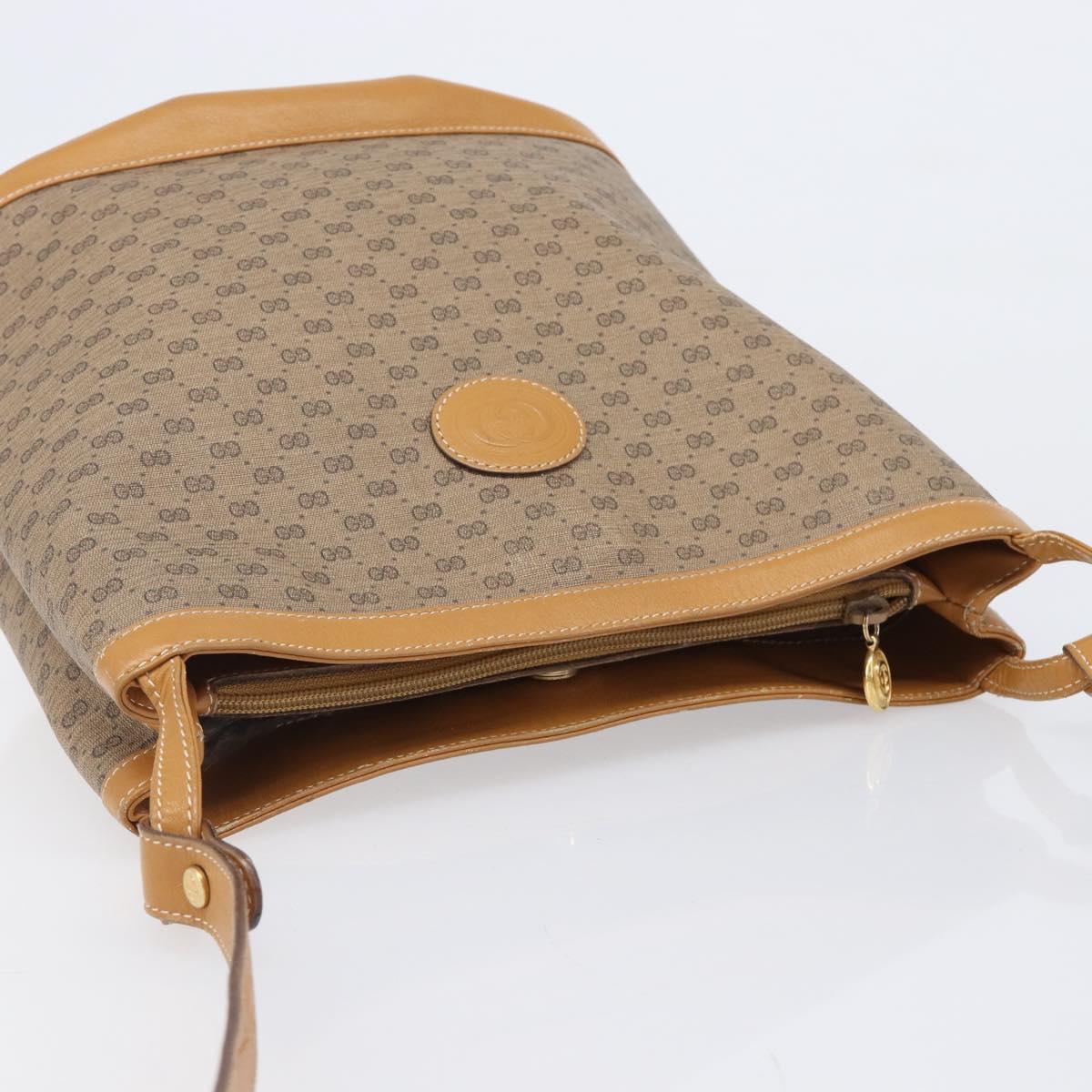 GUCCI Micro GG Supreme Shoulder Bag PVC Beige Gold Auth ki6827