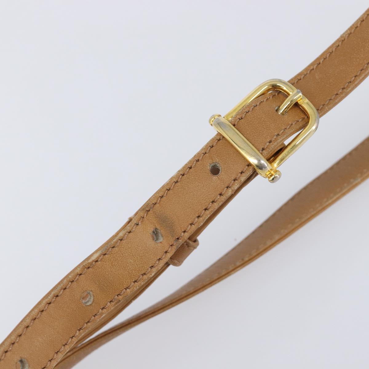 CELINE Macadam Canvas Shoulder Bag PVC Beige Gold Auth ki6828