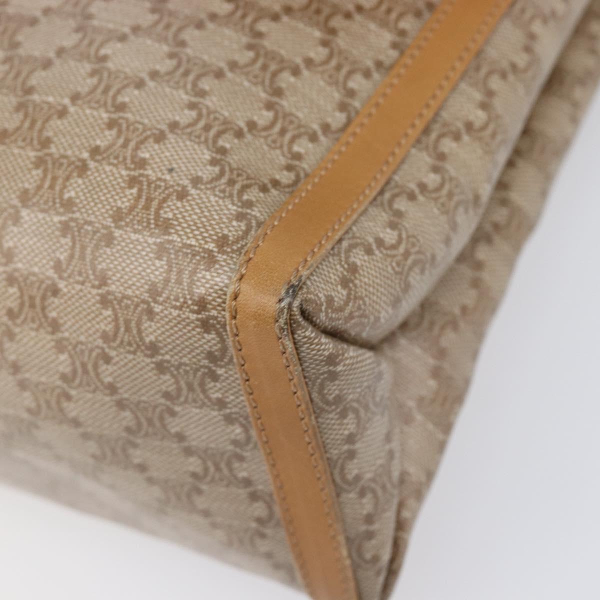 CELINE Macadam Canvas Shoulder Bag PVC Beige Gold Auth ki6828