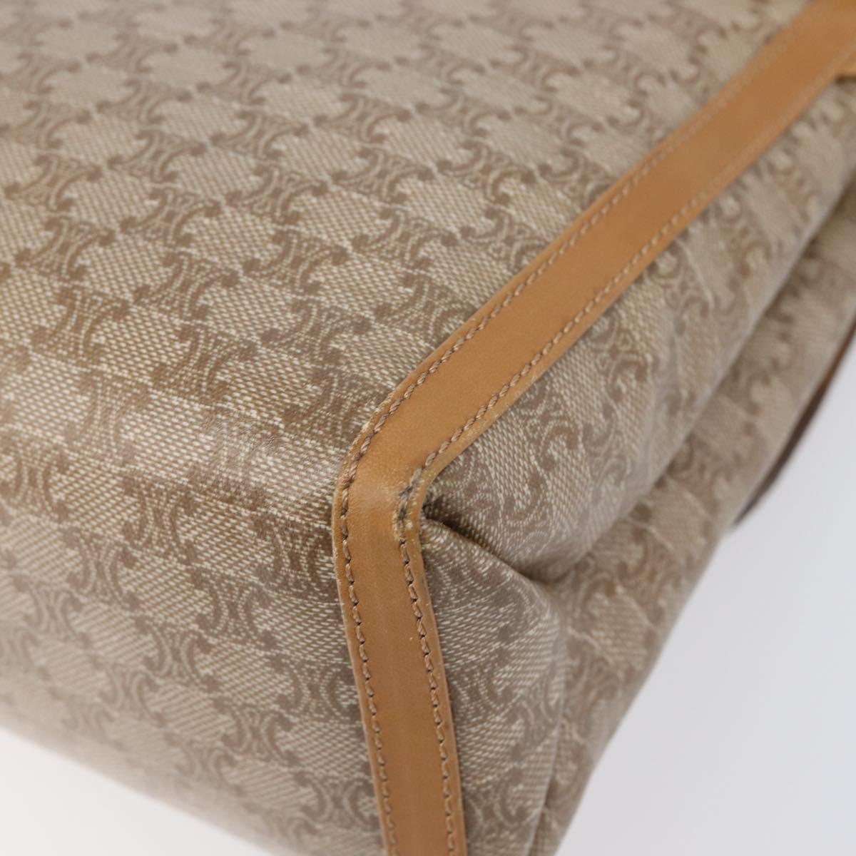 CELINE Macadam Canvas Shoulder Bag PVC Beige Gold Auth ki6828