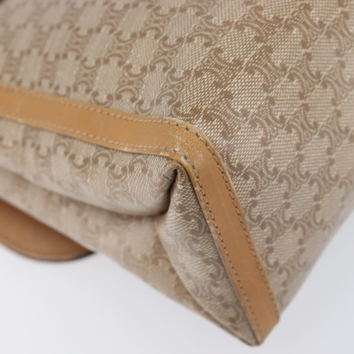 CELINE Macadam Canvas Shoulder Bag PVC Beige Gold Auth ki6828