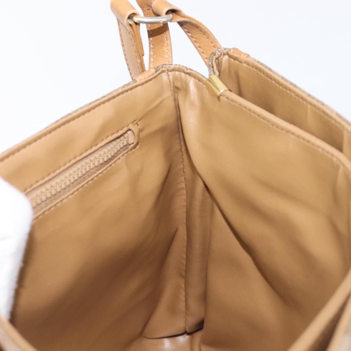 CELINE Macadam Canvas Shoulder Bag PVC Beige Gold Auth ki6828