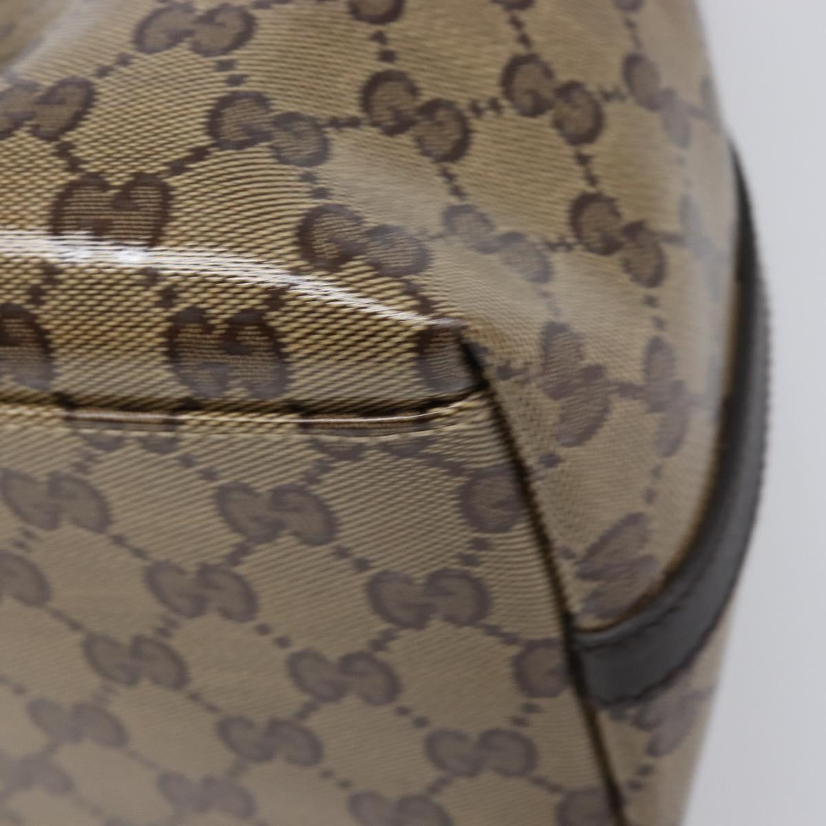 GUCCI GG crystal Shoulder Bag Coated Canvas Beige Gold 419689 Auth ki6829V
