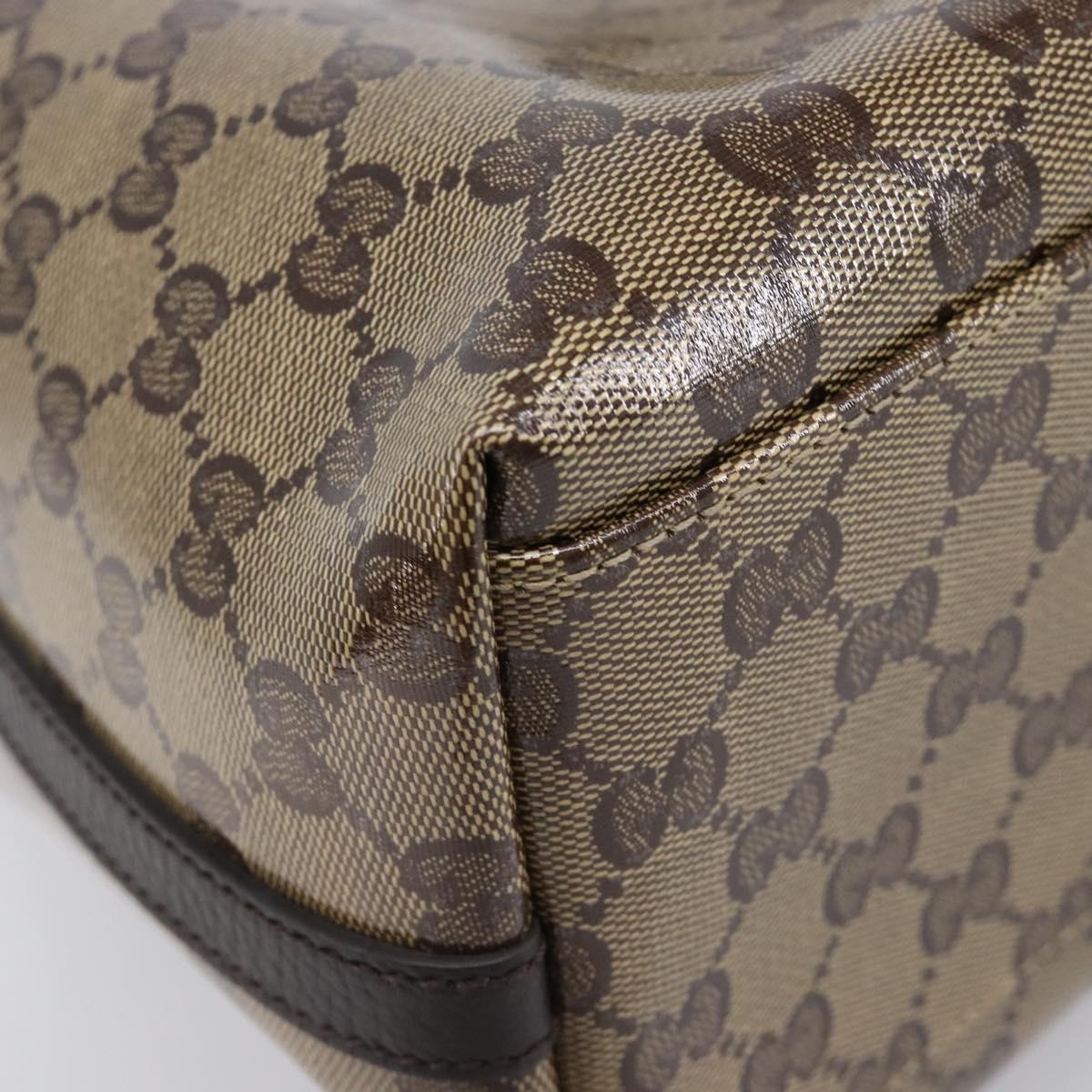 GUCCI GG crystal Shoulder Bag Coated Canvas Beige Gold 419689 Auth ki6829V