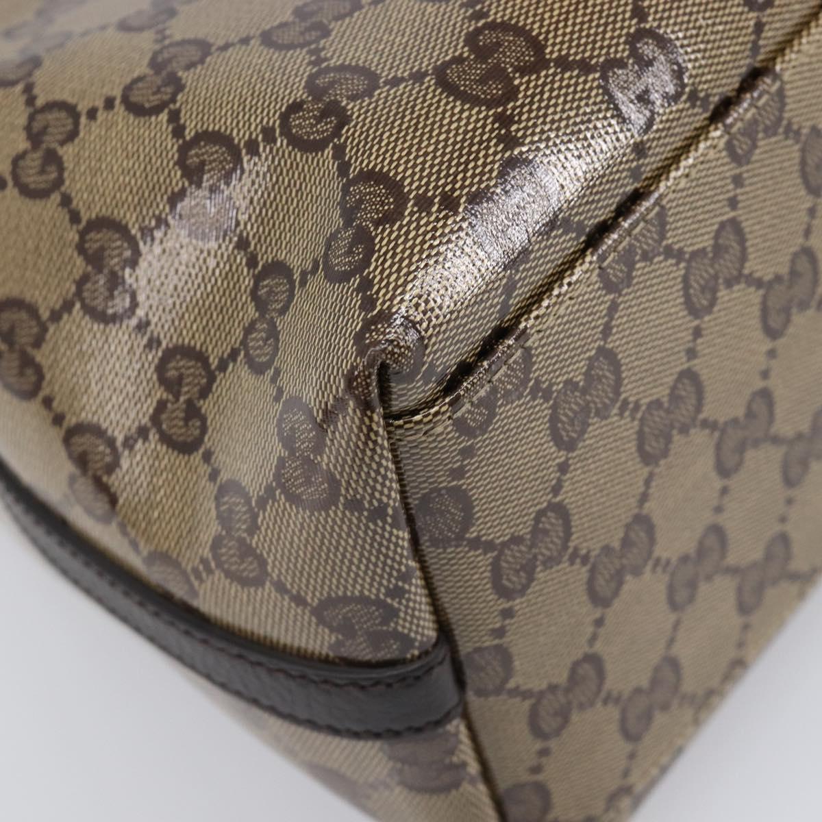 GUCCI GG crystal Shoulder Bag Coated Canvas Beige Gold 419689 Auth ki6829V