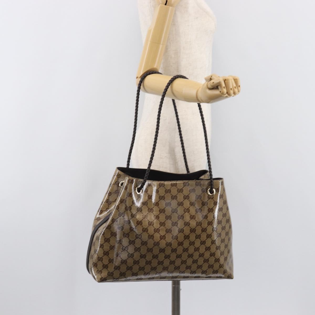 GUCCI GG crystal Shoulder Bag Coated Canvas Beige Gold 419689 Auth ki6829V