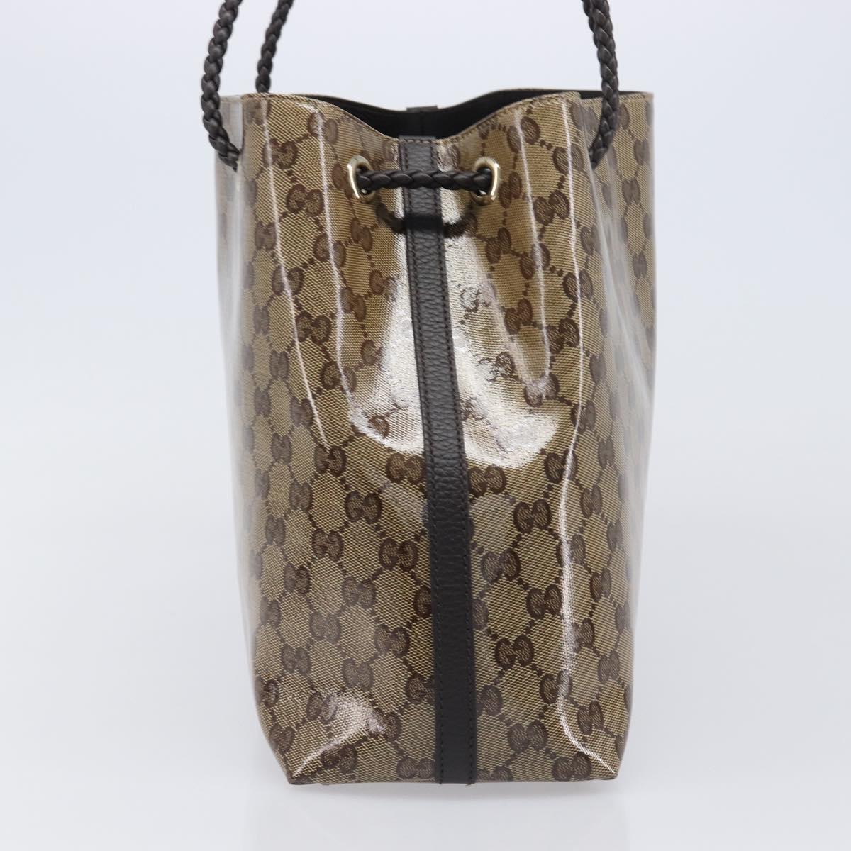 GUCCI GG crystal Shoulder Bag Coated Canvas Beige Gold 419689 Auth ki6829V
