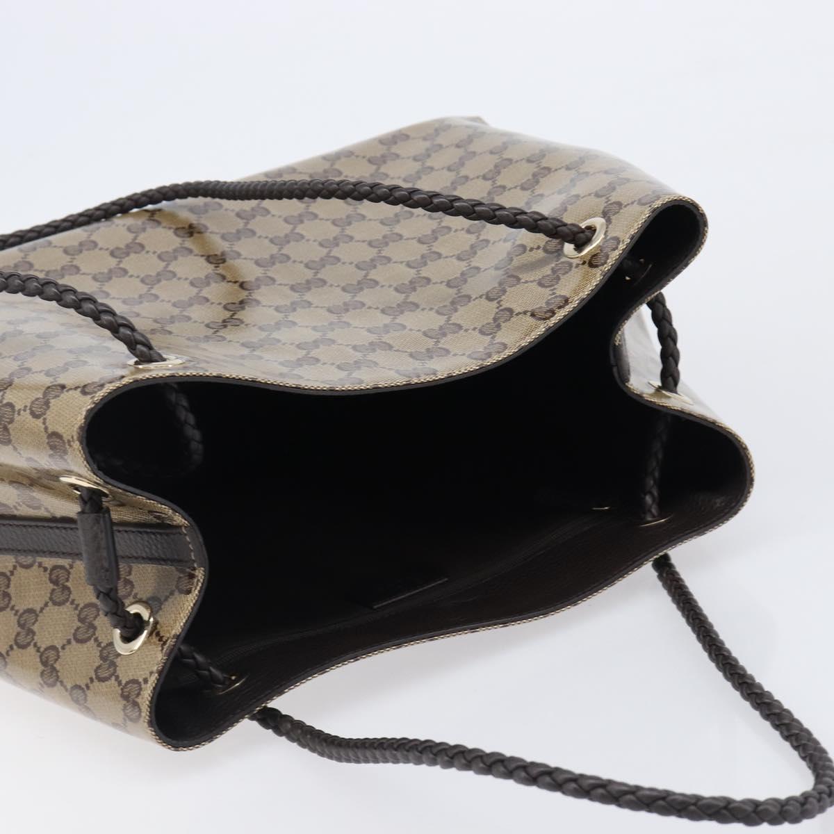 GUCCI GG crystal Shoulder Bag Coated Canvas Beige Gold 419689 Auth ki6829V