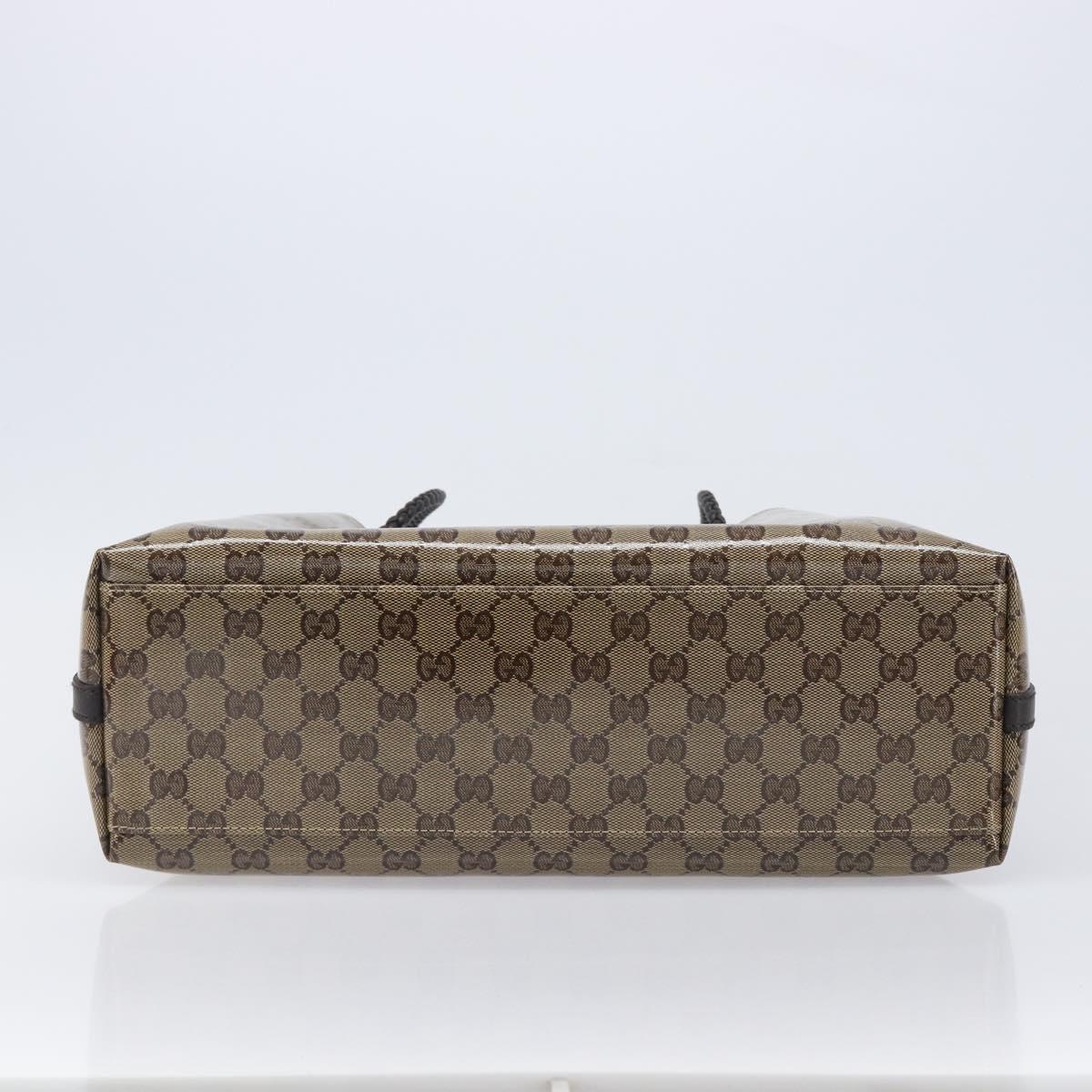 GUCCI GG crystal Shoulder Bag Coated Canvas Beige Gold 419689 Auth ki6829V