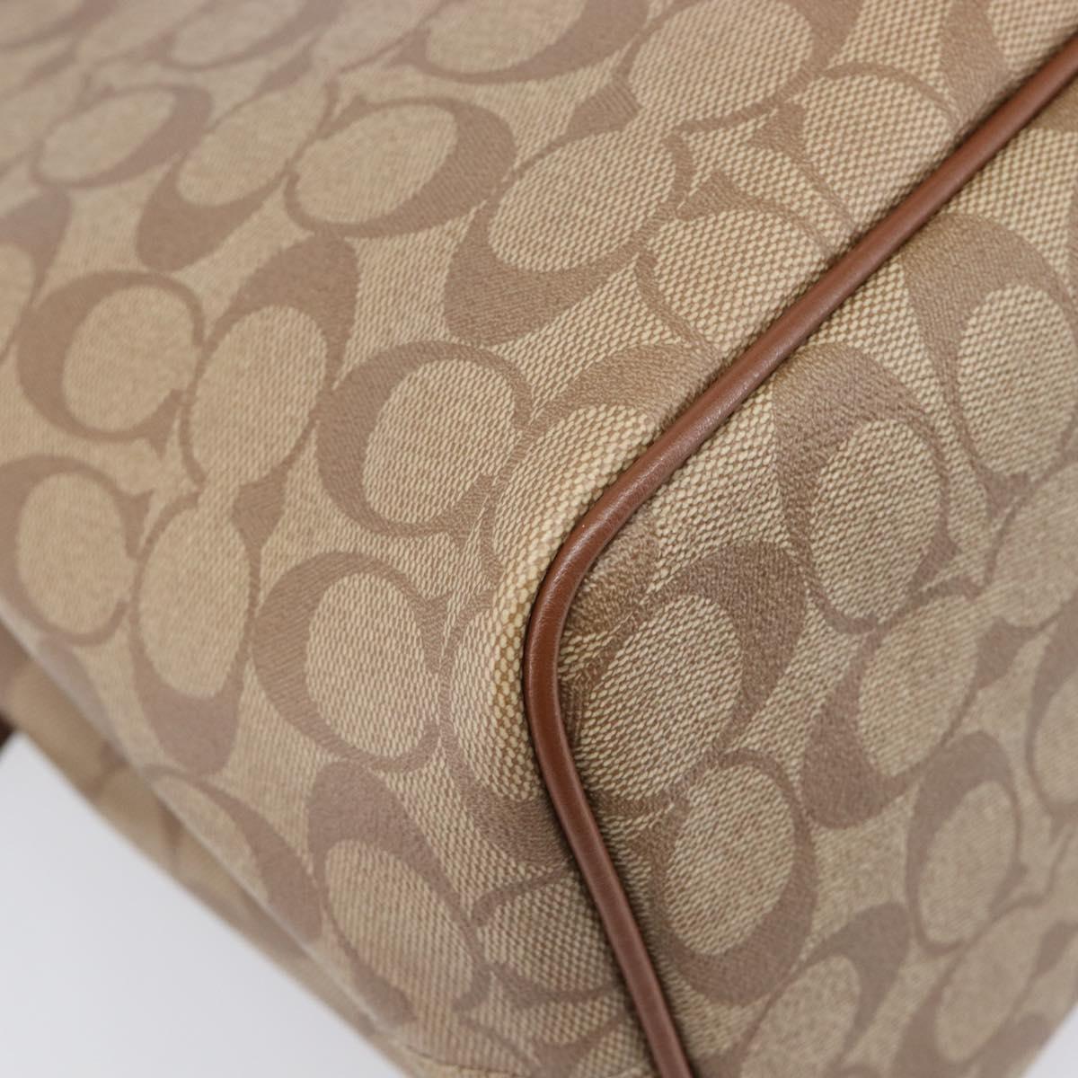 Coach Signature Tote Bag PVC Beige Gold Auth ki6830A