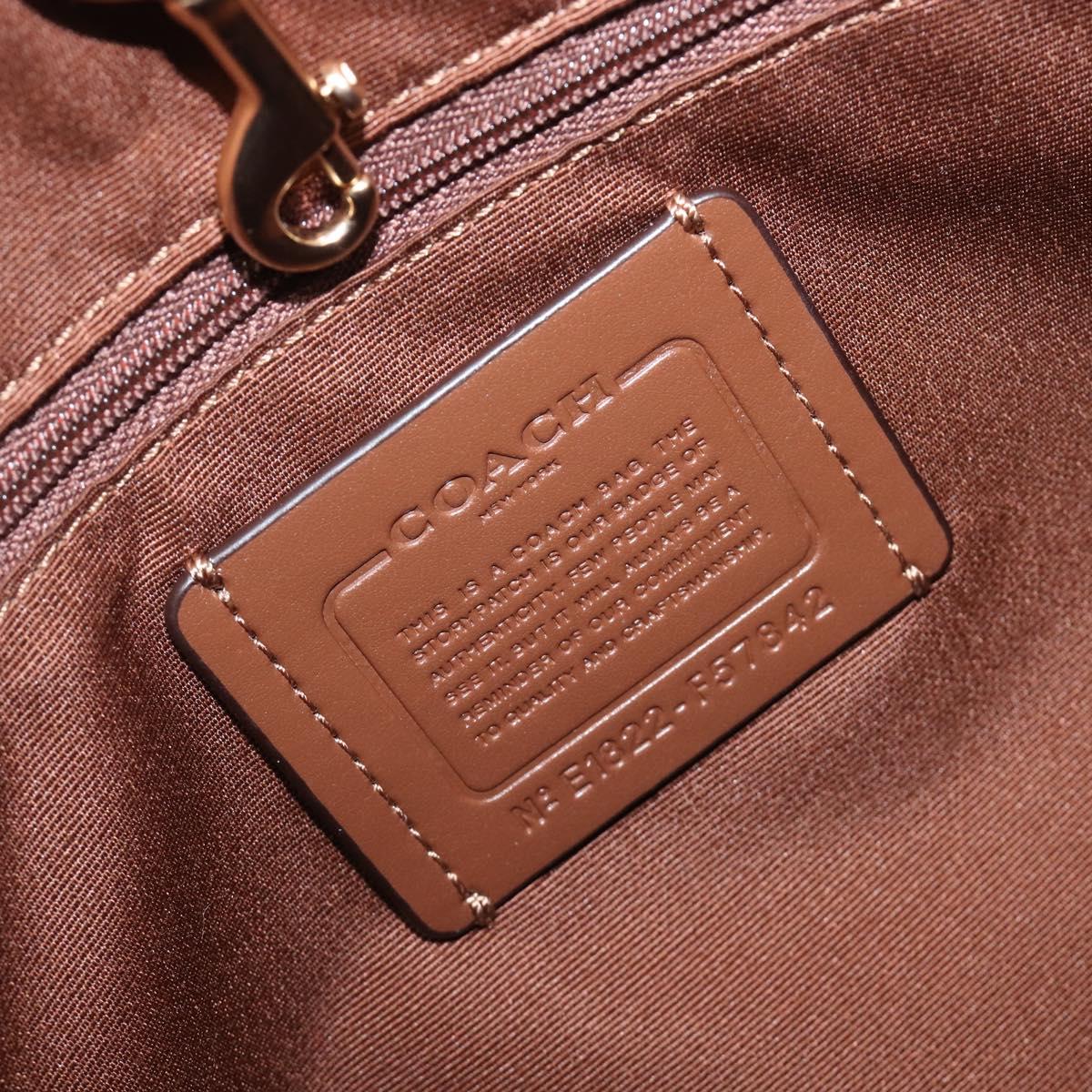 Coach Signature Tote Bag PVC Beige Gold Auth ki6830A