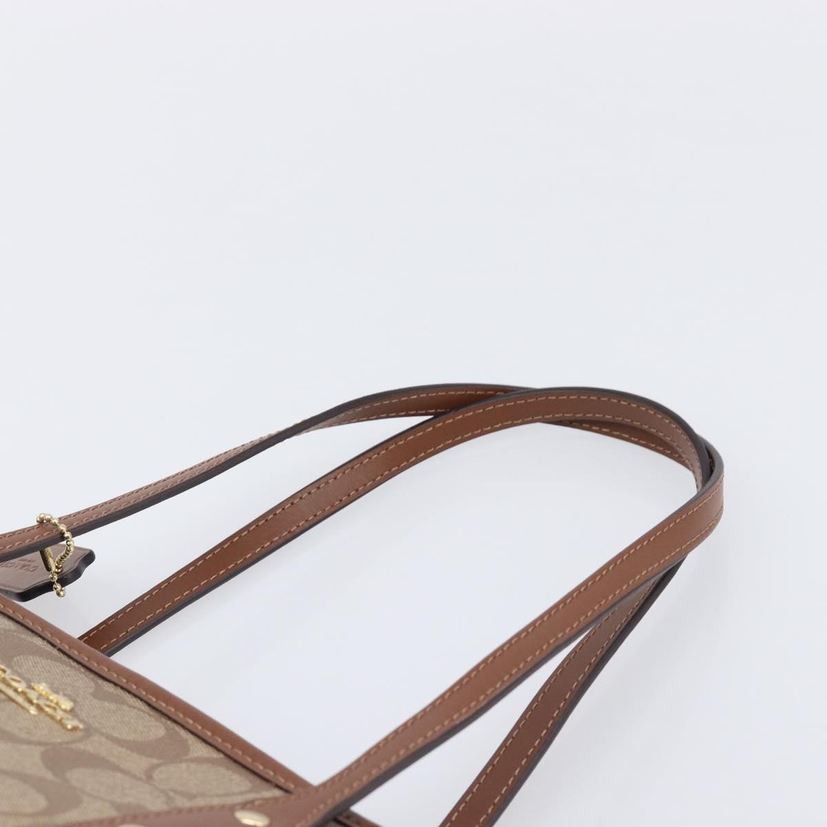 Coach Signature Tote Bag PVC Beige Gold Auth ki6830A