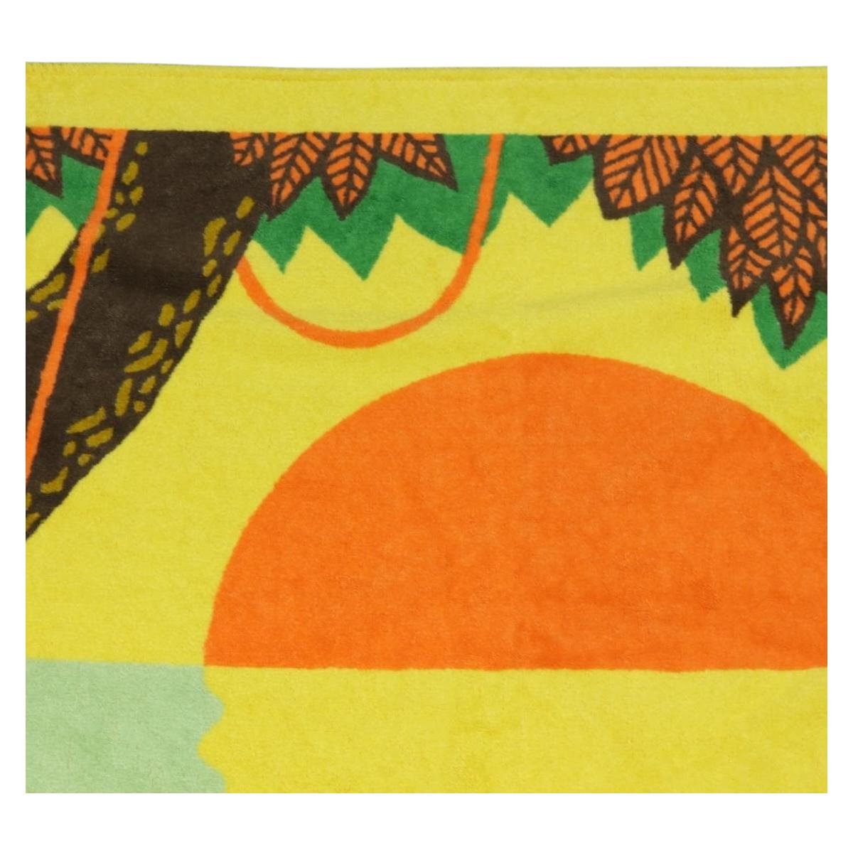 HERMES Beach Towel Pile Orange Auth ki6831M