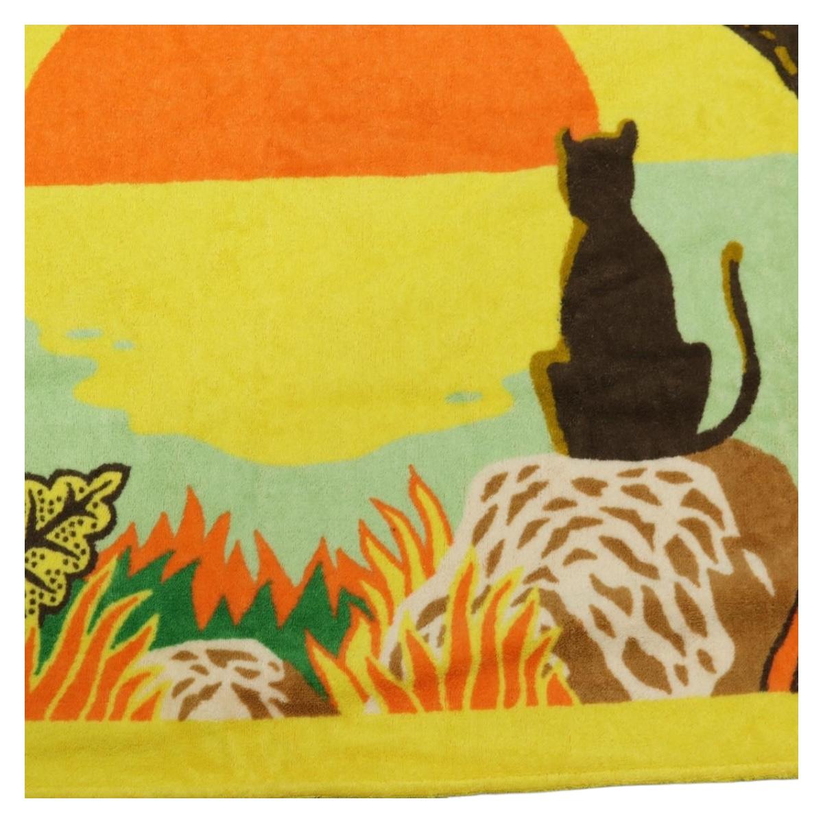 HERMES Beach Towel Pile Orange Auth ki6831M