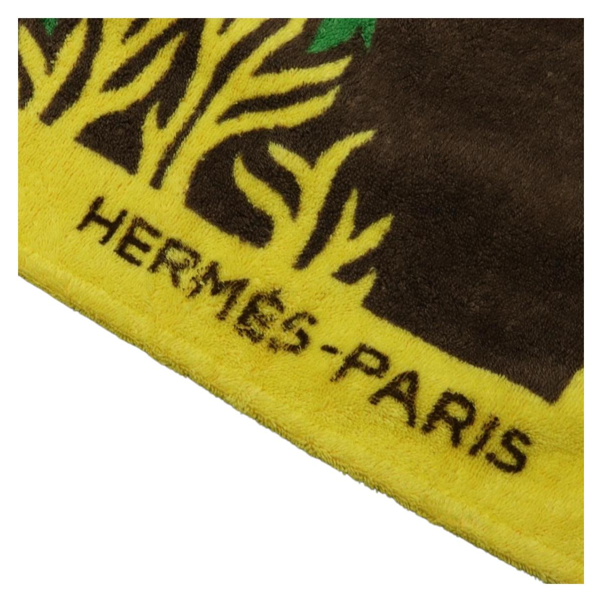 HERMES Beach Towel Pile Orange Auth ki6831M