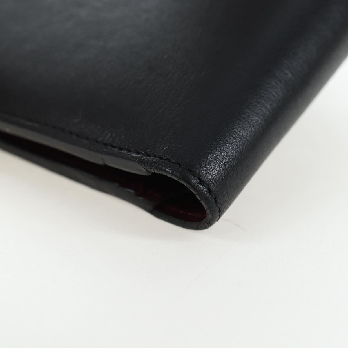 CARTIER Bifold Wallet Leather Black Silver Auth ki6832V