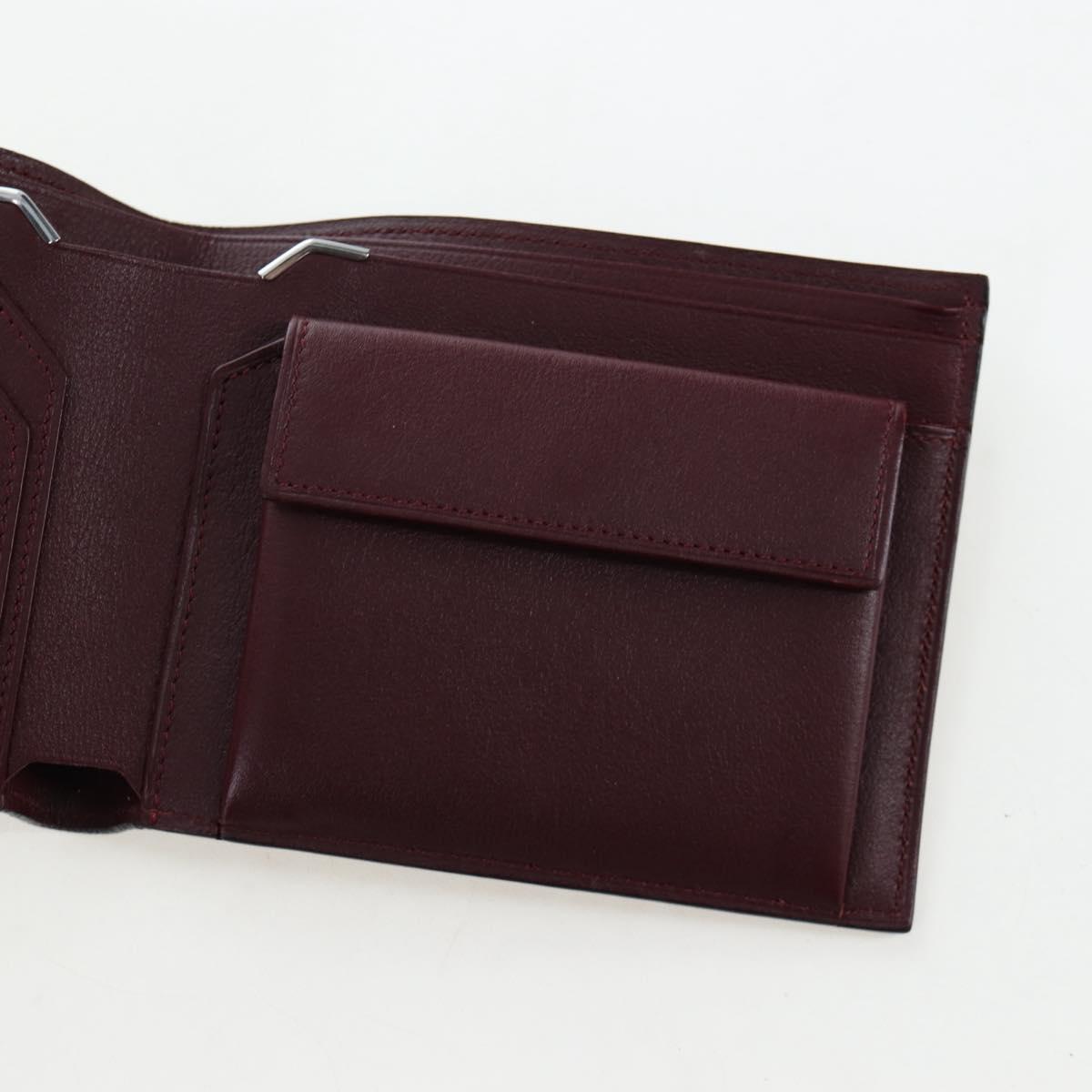 CARTIER Bifold Wallet Leather Black Silver Auth ki6832V