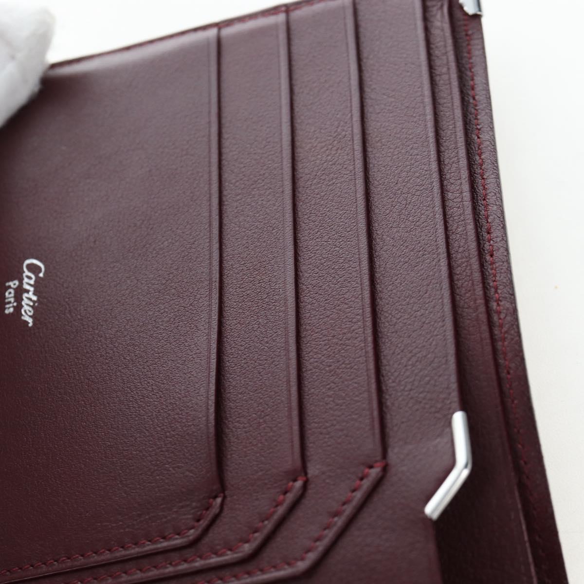 CARTIER Bifold Wallet Leather Black Silver Auth ki6832V