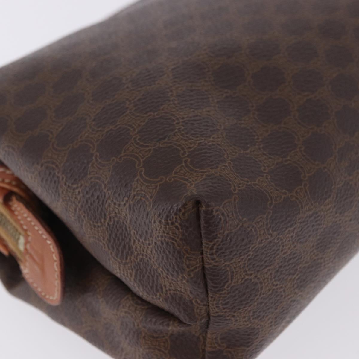 CELINE Macadam Canvas Pouch PVC Leather Brown Gold Auth ki6839