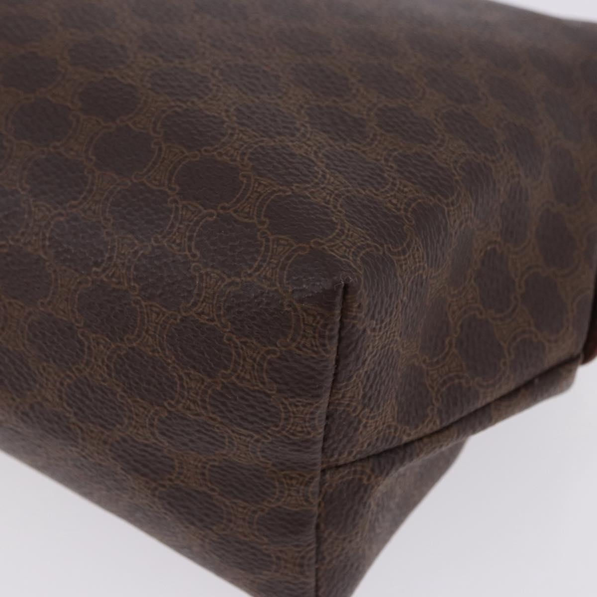CELINE Macadam Canvas Pouch PVC Leather Brown Gold Auth ki6839