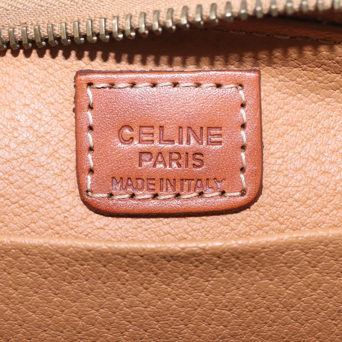CELINE Macadam Canvas Pouch PVC Leather Brown Gold Auth ki6839