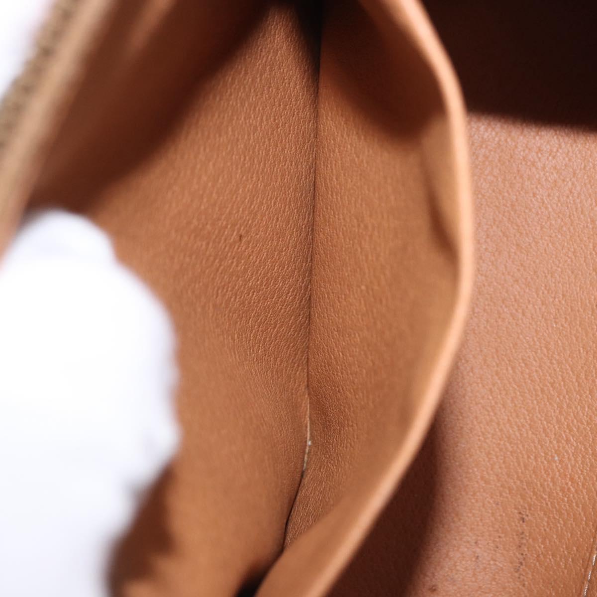 CELINE Macadam Canvas Pouch PVC Leather Brown Gold Auth ki6839