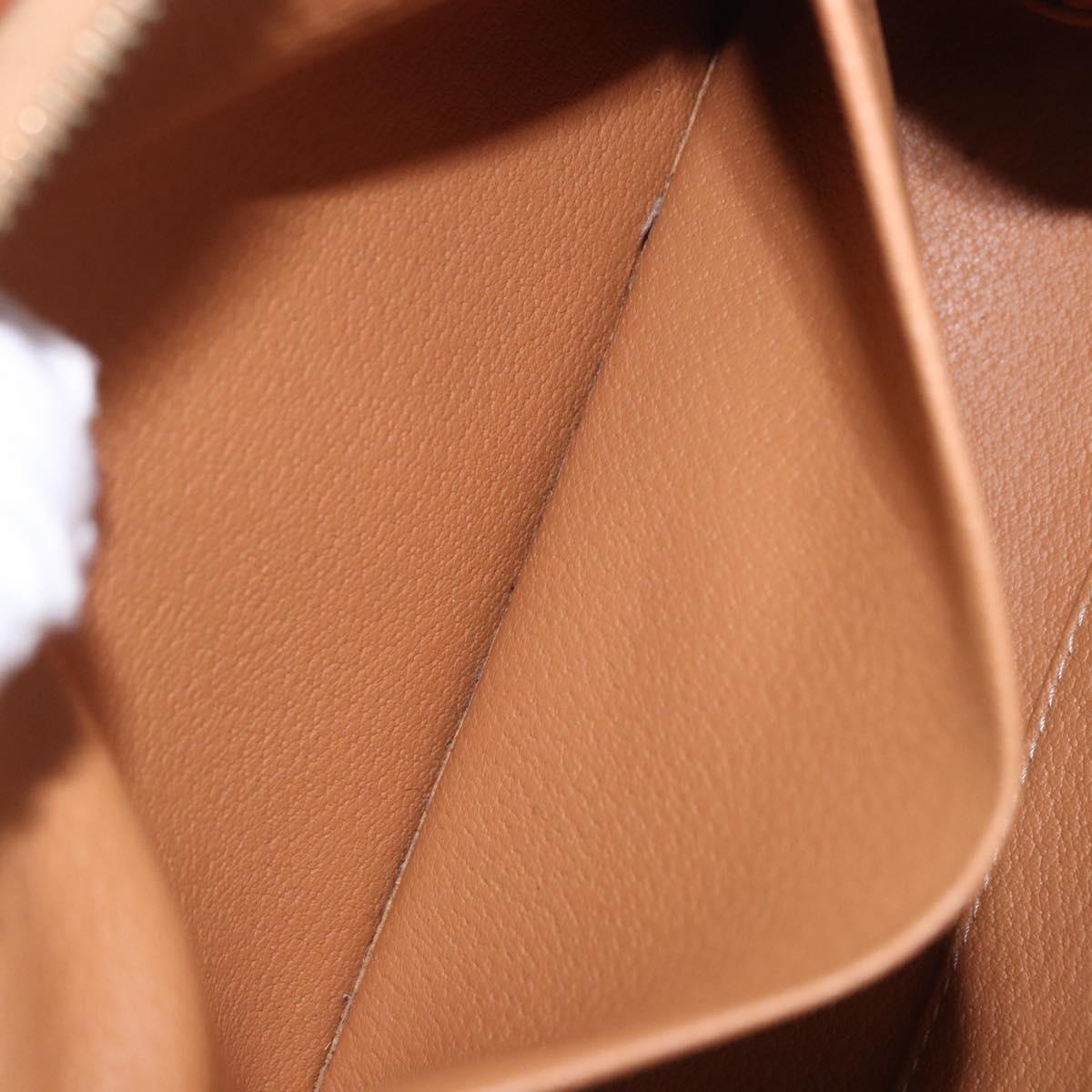 CELINE Macadam Canvas Pouch PVC Leather Brown Gold Auth ki6839