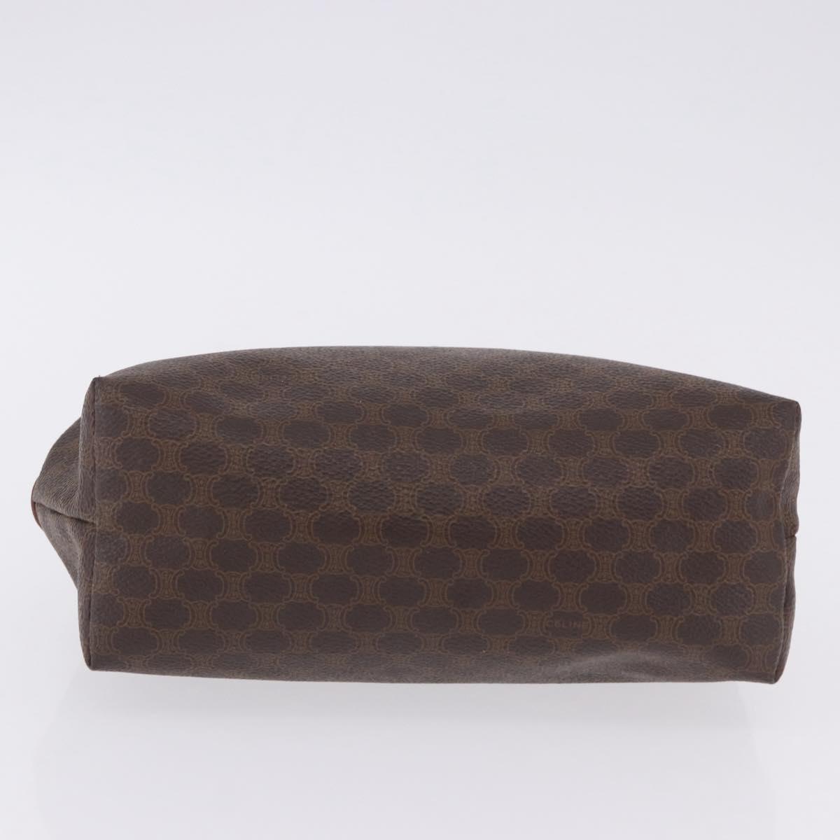 CELINE Macadam Canvas Pouch PVC Leather Brown Gold Auth ki6839