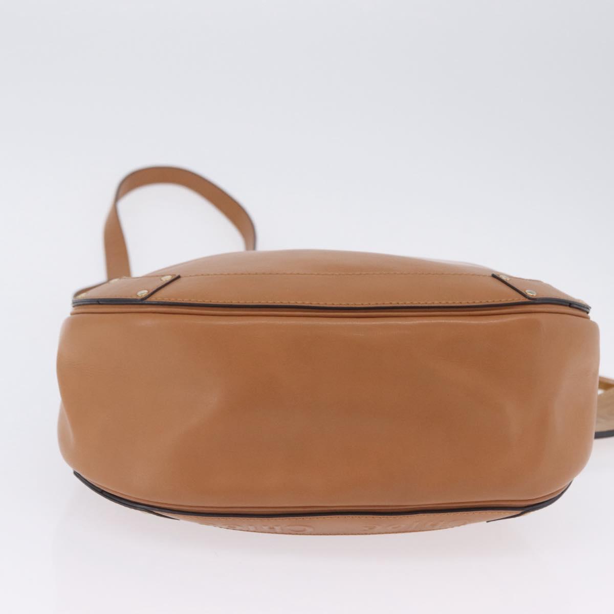 Chloe Eden Shoulder Bag Leather Beige Gold Auth ki6840