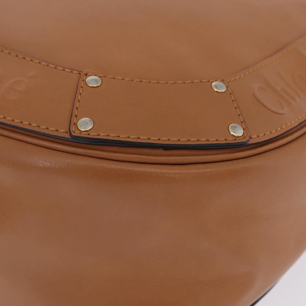 Chloe Eden Shoulder Bag Leather Beige Gold Auth ki6840
