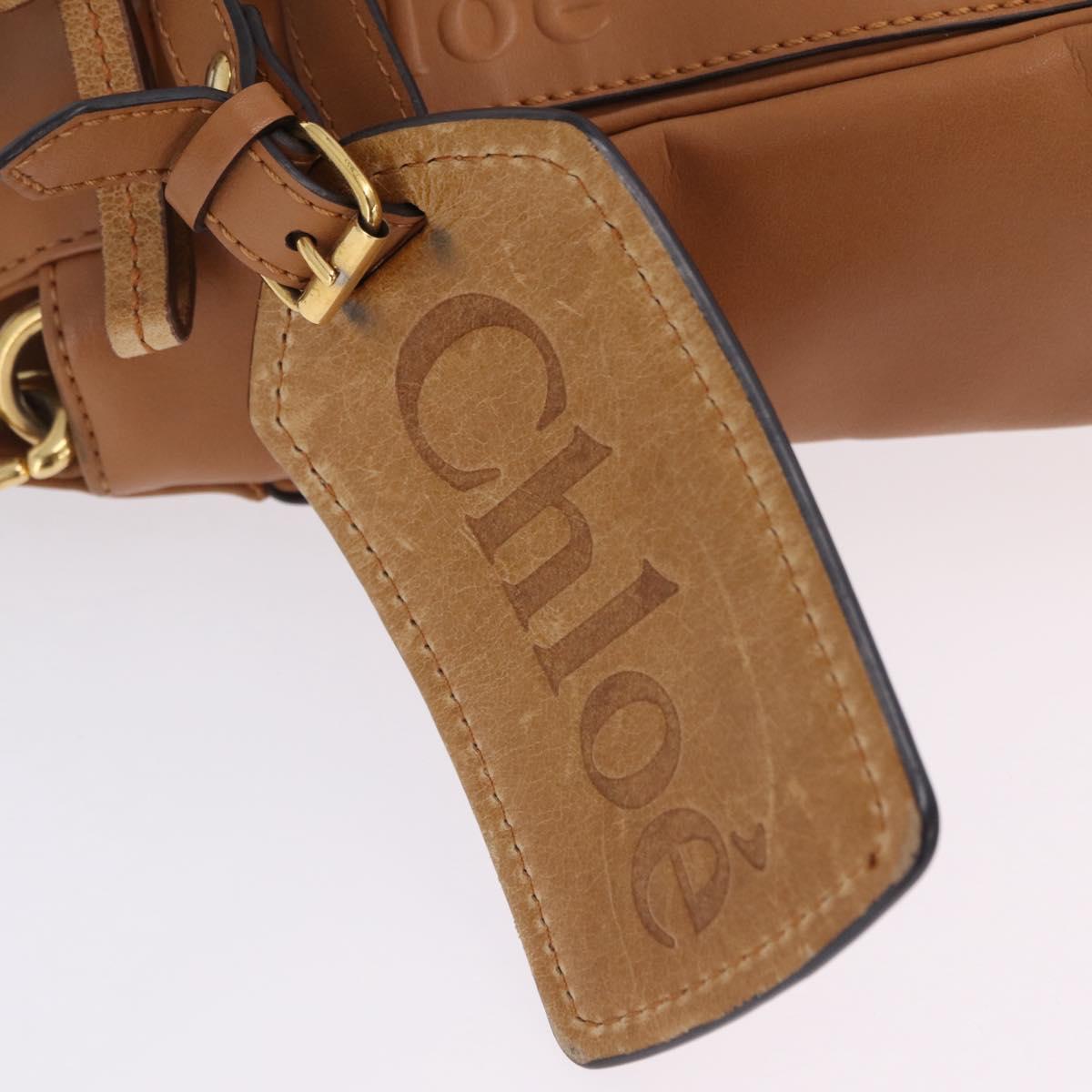 Chloe Eden Shoulder Bag Leather Beige Gold Auth ki6840